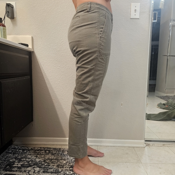 Women's Abercrombie & Fitch Womens Olive Green Canvas Tapered Ankle Pants Pocket - Picture 5 of 7